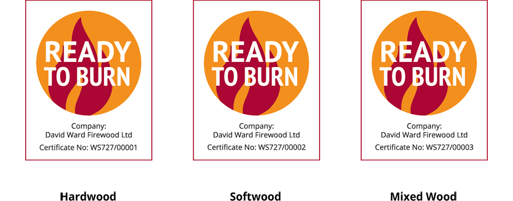 Ready to burn certificates Hardwood WS727/00001, Softwood WS727/0002, Mixed Wood WS727/00003
